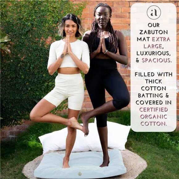 Zabuton Meditation Mat - Luxurious Meditation Cushion Floor Pillow (Grey) - Picture 4 of 6